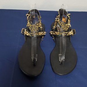 Steve Madden Black Leather Sandals Size 8.5